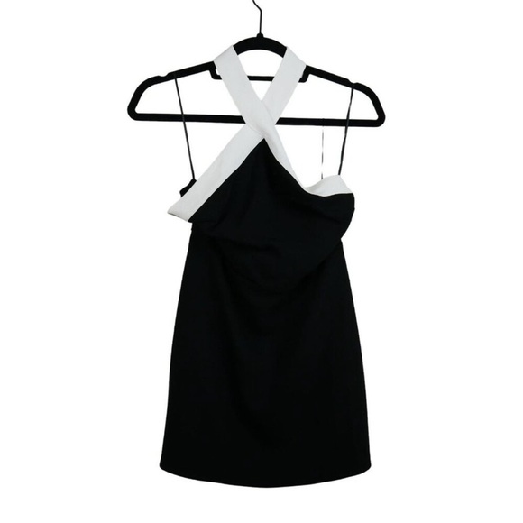 superdown Revolve Laurien Cross Front Mini Dress Black White Medium - Picture 2 of 3